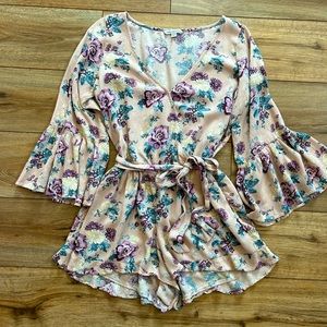 Floral Faux Wrap Romper